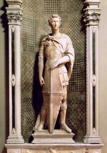 St. George in a Niche with a Relief of St. George Slaying the Dragon Below