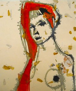 Abstract Red Portrait by Doris Schmitz