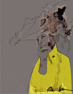 Abstract Yellow Portrait by Doris Schmitz