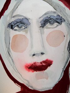 Dramatic Watercolor Face by Doris Schmitz