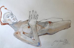 Egon Schiele Pose by Doris Schmitz