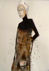 Elegant Golden Fashion Figure by Doris Schmitz