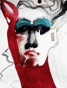 Expressive Red Portrait by Doris Schmitz