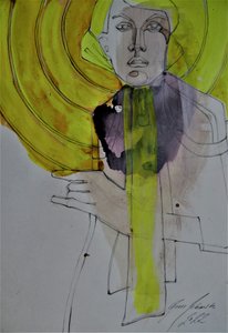 Expressive Yellow Portrait by Doris Schmitz