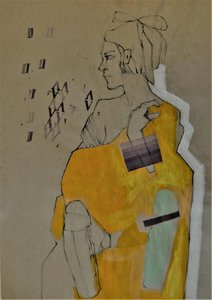 Thoughtful Yellow Portrait by Doris Schmitz