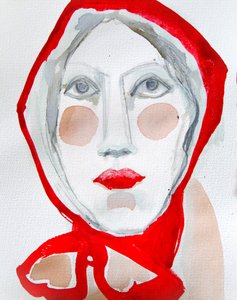 Woman In Red Hood by Doris Schmitz