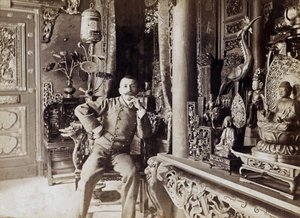 Pierre Loti (1850-1923) French writer, here at home in Rochefort, photo by Paul Cardon aka Dornac, c. 1892 by Dornac