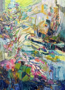 Colorful Abstract Village by Dorothy Fagan