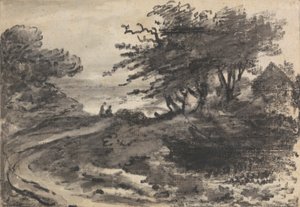 Landscape with Trees and Two Figures