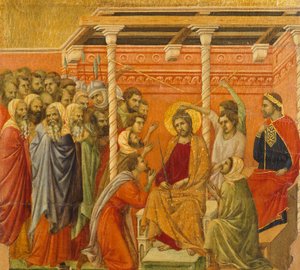 Crowning with Thorns (detail) by Duccio di Buoninsegna