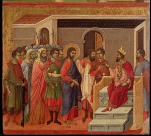 Jesus in Front of Herod: Maesta Altarpiece by Duccio di Buoninsegna