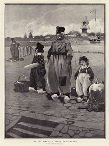 At The Ferry, a Study at Volendam by Dudley Hardy