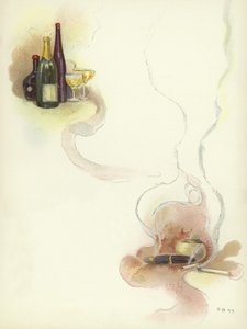 Wine and cigars at the Savoy Hotel by Dudley Hardy