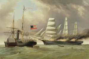 C.S.S. Nashville capturing and burning the English Merchantman 