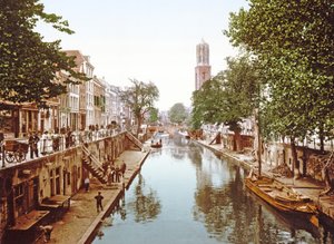 View looking down the Oudegracht in Utrecht