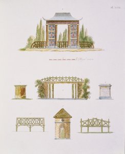 Garden decorations, from Magazine of Garden Gems, by G. van Laar, published 1802 by Dutch School