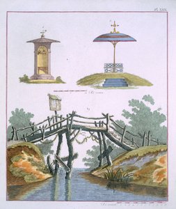 Garden decorations, from Magazine of Garden Gems by G. van Laar, published 1802