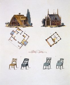 Garden decorations, from Magazine of Garden Gems by G. van Laar, published 1802 by Dutch School