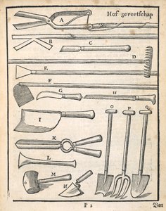 Garden tools, from The Dutch Gardener by Johann van der Groen, published 1699 by Dutch School