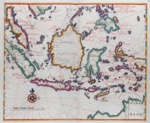 Map showing Borneo, Clebes (Sulawesi), Java and other Indonesian islands by Dutch School