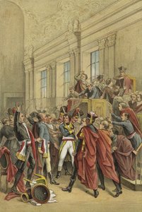 Napoleon evicting the Council of Five Hundred from its chambers, Coup of 18 Brumaire, 1799 by Dutch School