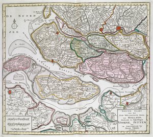 Nieuwe Kaart der van het Zuid Westelykste deel van Holland, behelzende de Baljuwschappen Voorne, Putten, enz. [Thirty-six maps of the Netherlands] by Dutch School