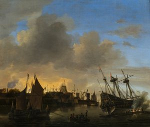 Numerous Ships in a Dutch Harbor by Dutch School