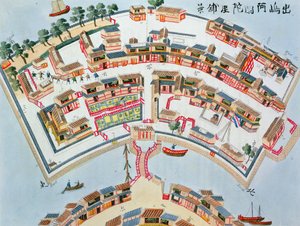 Plan of the Dutch Factory in the Island of Desima at Nangasaki, from Illustrations of Japan by Isaac Titsingh, published London, 1822