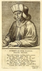 Portrait of Hubert van Eyck plate 1 from a Series of Portraits of Artists, engraved by Theodor Galle by Dutch School
