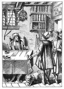 The Receiver of Taxes, after a Woodcut in Praxis Rerum Civilium by Joos de Damhouder (1507-81) Published Antwerp, 1557 by Dutch School