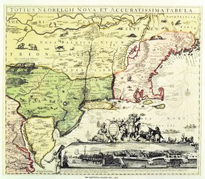 The Restitutio-Allardt Map of New Amsterdam, Engraved and Published by Carolus Allardt, 1673