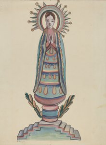New Mexico, Bulto, Polychromed Wooden Figure by E. Boyd