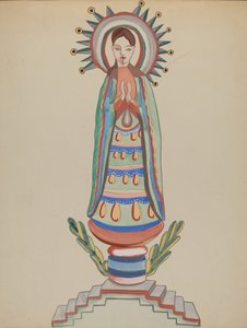 New Mexico, Bulto, Polychromed Wooden Figure, 1935-1942 by E. Boyd