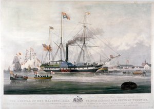Queen Victoria and Prince Albert Arriving at the Royal Dockyard, Woolwich, Kent by E Duncan