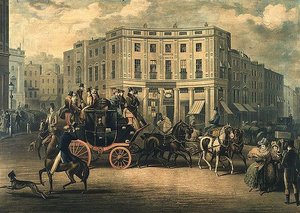 "The Age" Brighton Coach at the Bull and Mouth, Regent Circus