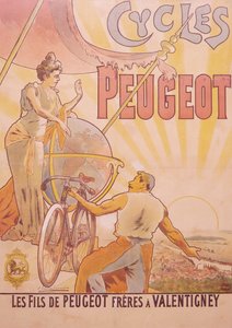 Poster advertising Peugeot bicycles, late 19th-early 20th century by E Vavasseur