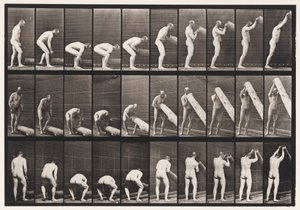 Lifting A Log on End by Eadweard Muybridge