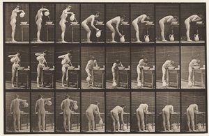 Plate 413. Pouring Water in Basin and Washing Face by Eadweard Muybridge