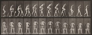 Plate Number 178. Stepping on and Over a Trestle by Eadweard Muybridge