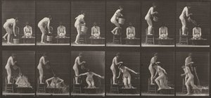 Plate Number 406. Woman pouring a bucket of water over another woman by Eadweard Muybridge