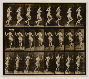 Woman Ricochetting on One Foot, from the Book Animal Locomotion by Eadweard Muybridge