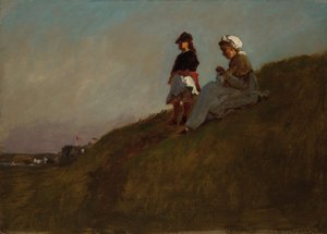 On the Hillside (recto); Girl in the Woods (verso) by Eastman Johnson