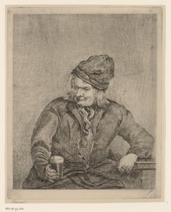 Old Man with Glass and Pipe in Hand