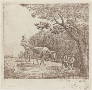 Four Men and a Bull by Eberhard Cornelis Rahms