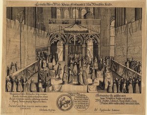 The Coronation of King Ferdinand II as Holy Roman Emperor. 1619 by Eberhard Kieser