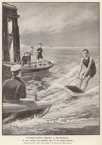 Water-planing behind a motor boat