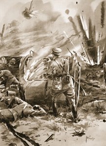Major Warren removing cartridges from a blazing ammunition wagon at great personal risk
