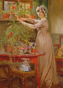Arranging Flowers by Edgar Bundy