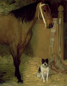 At the Stable, Horse and Dog by Edgar Degas