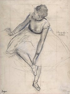 Dancer adjusting her shoe (ballerina)